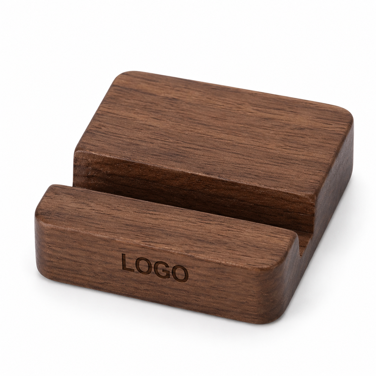Compact Natural Wood Desktop Smartphone Cradle