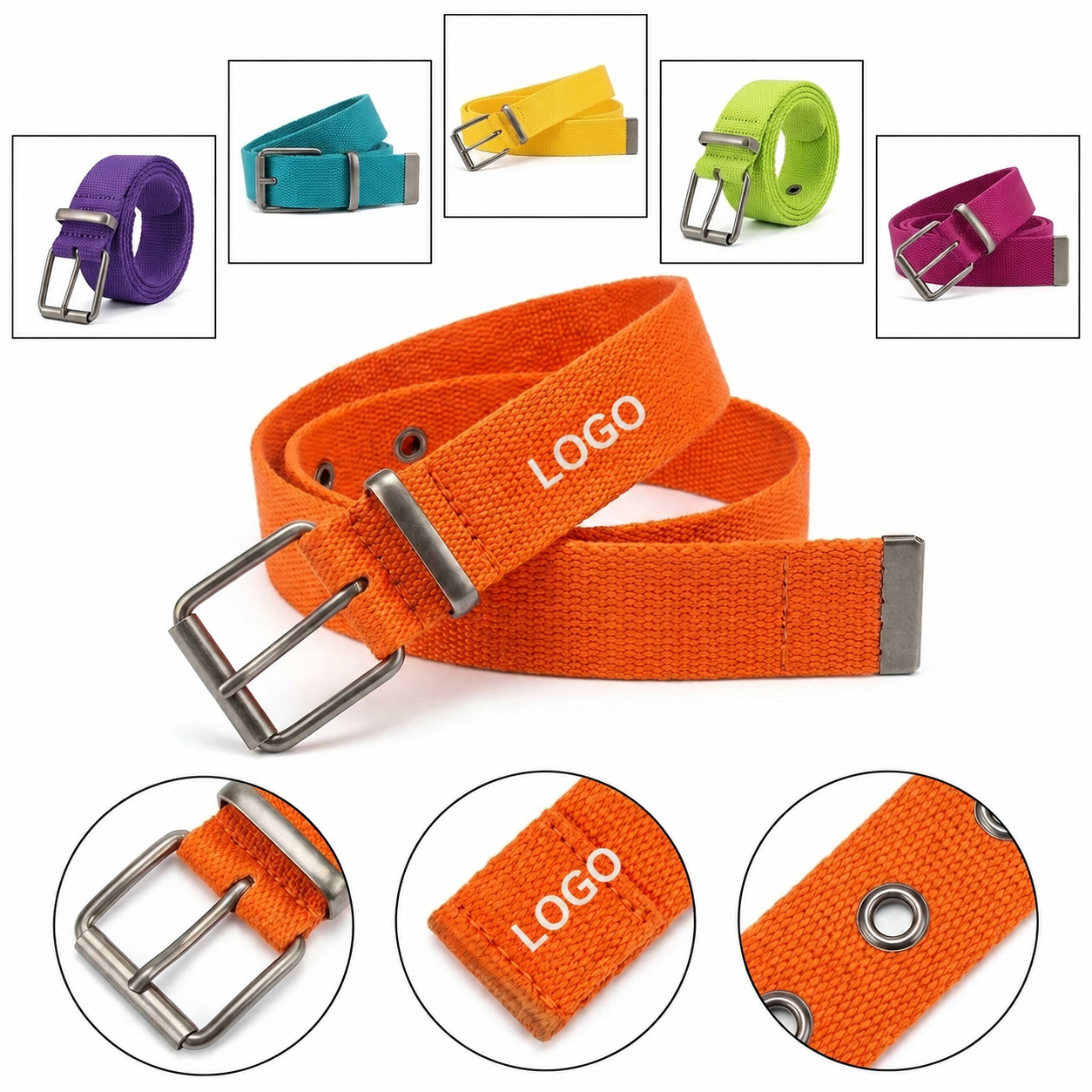 Durable Canvas Style Webbing Belt with Zinc Alloy Buckle