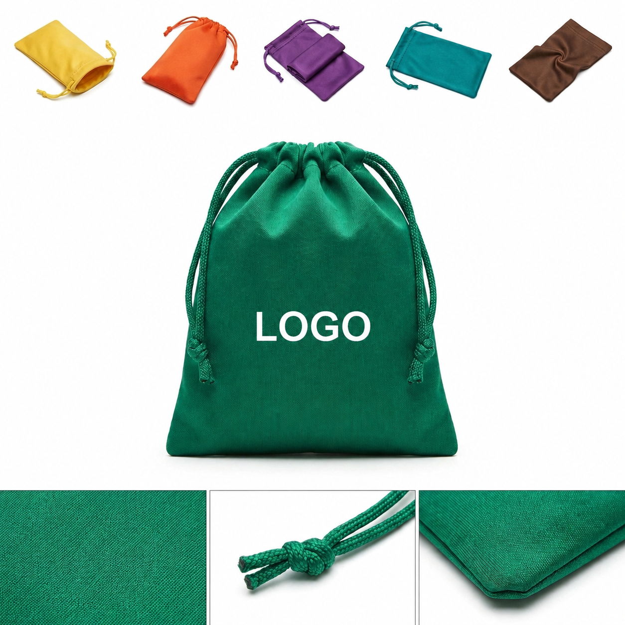 Soft Microfiber Eyewear Storage Bag with Dual Drawstring Closure