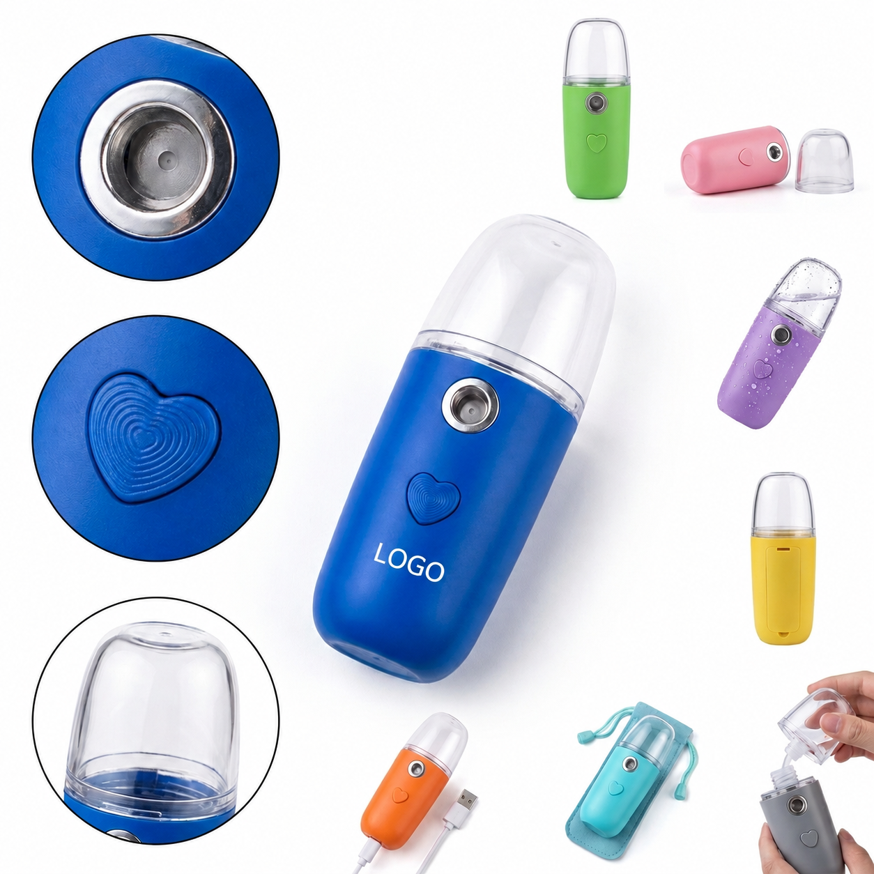 Portable Nano Mist Facial Sprayer with Heart-Shaped Activation