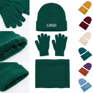 3-Piece Thermal Winter Accessories Bundle with Cuffed Beanie and Touch-Screen Gloves