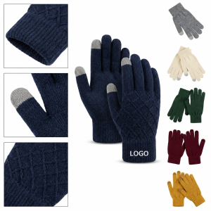 Textured Diamond Knit Smartphone Compatible Gloves