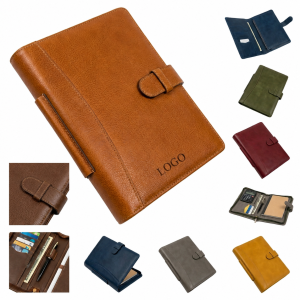 Professional Vegan Leather Executive Portfolio with Integrated Organization