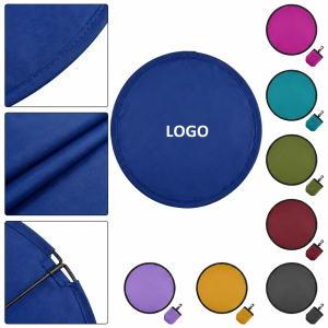 Collapsible Round Polyester Hand Fan with Storage Pouch