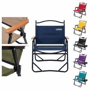 Portable Aluminum Alloy Outdoor Chair with Wooden Armrests