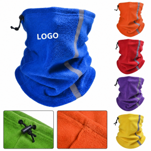 Polar Fleece Thermal Neck Gaiter with Reflective Safety Stripe and Adjustable Drawstring
