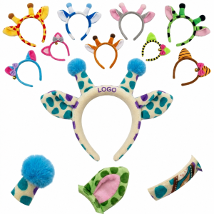 Plush Animal Themed Costume Headband Set - Multi-Color Party Accessories