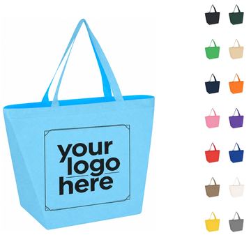 Wide Water-Resistant Nonwoven Shopper Tote