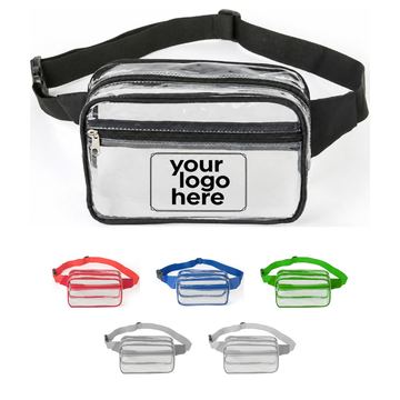 Clear Two-Pocket Waist Bag With Adjustable Belt