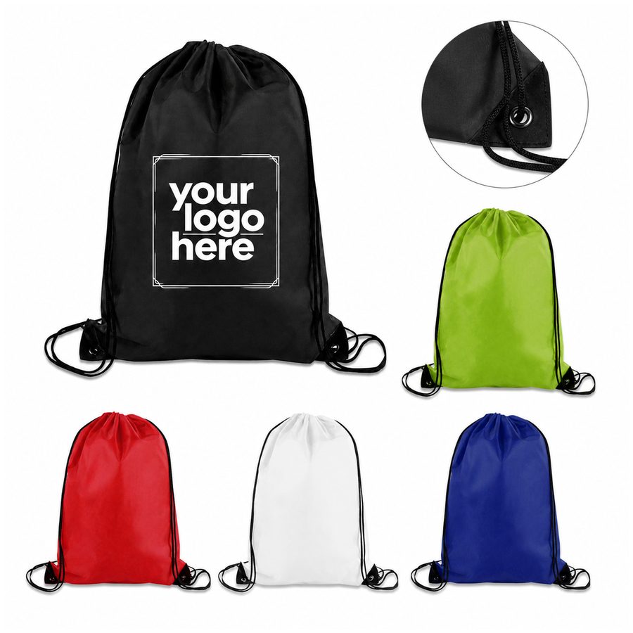 Reinforced-Corner Polyester Drawstring Backpack