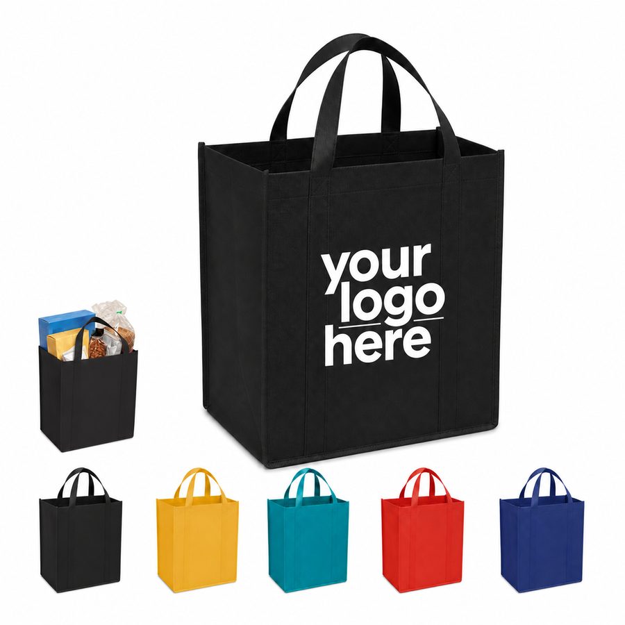 Gusseted Nonwoven Grocery Tote With Removable Bottom Insert