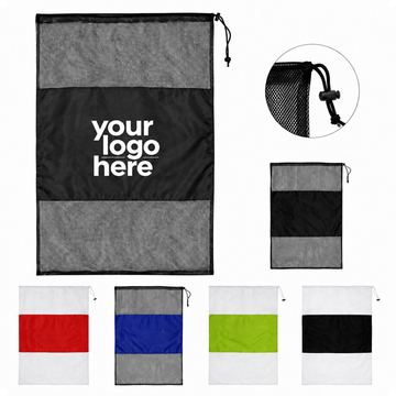 Nylon Mesh Laundry Bag With Polyester Center Panel