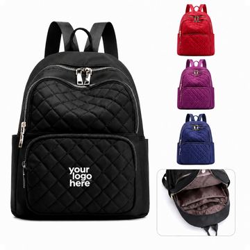 Diamond-Quilted Nylon Backpack With Cotton Lining