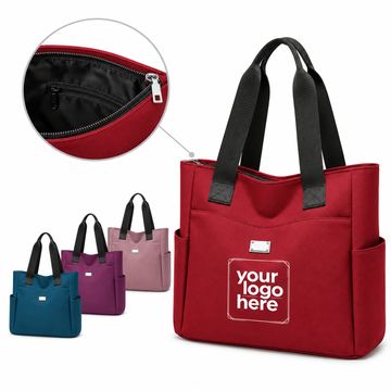 Oxford Cloth Tote With Front And Side Pockets