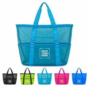 Foldable Mesh Tote With Exterior Pockets