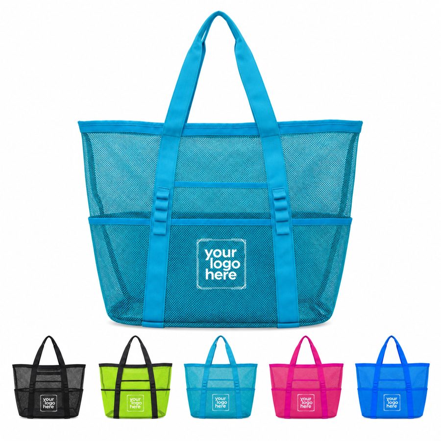 Foldable Mesh Tote With Exterior Pockets