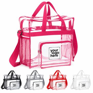 Clear Vinyl Tote With Zippered Compartments