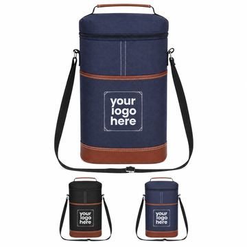 Insulated Two-Bottle Canvas Wine Carrier
