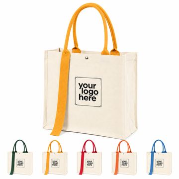 Cotton Canvas Tote Bag With Side Storage