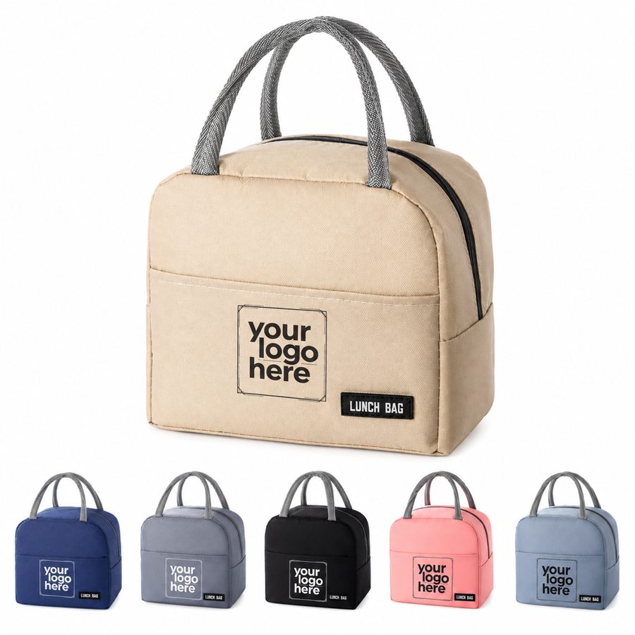 Rectangular Insulated Lunch Tote With Woven Handles
