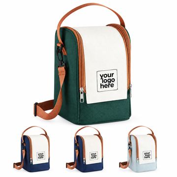 Rectangular Fabric Lunch Bag With Adjustable Shoulder Strap