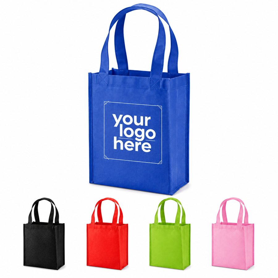 Open-Top Gusseted Nonwoven Mini Tote Bag