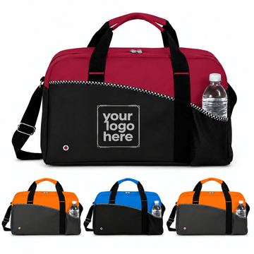 Two-Tone Sports Duffel Bag With Bottle Pocket