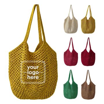 Hand-Crocheted Mesh Shoulder Tote Bag