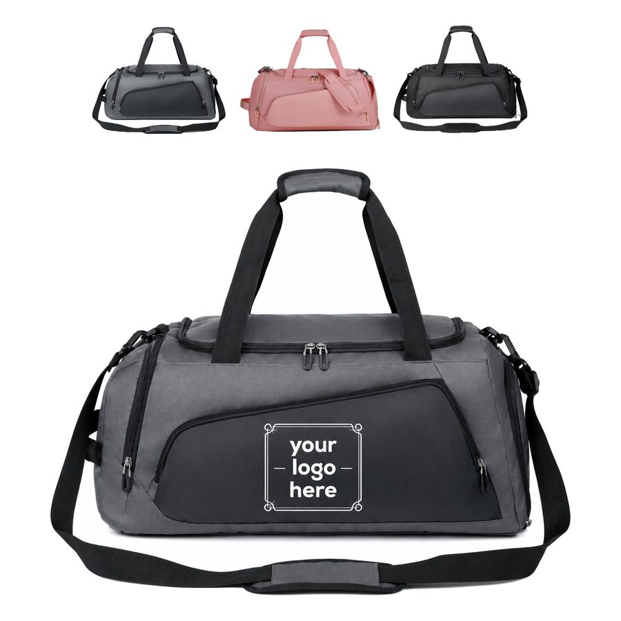 Oxford Fabric Gym Duffel Bag With Shoe And Wet-Dry Compartments