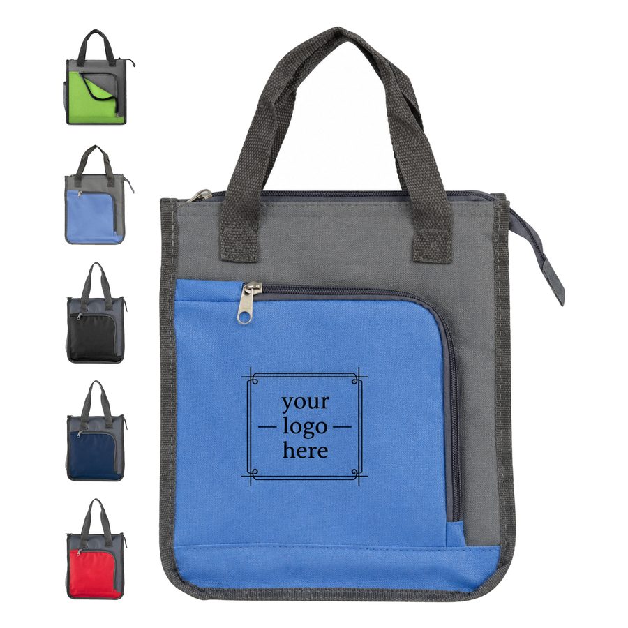 Oxford Fabric Insulated Lunch Bag With Exterior Zippered Pocket