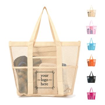Eight-Pocket Polyester Mesh Beach Tote