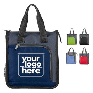 Insulated Oxford Cloth Lunch Tote With Mesh Bottle Pocket