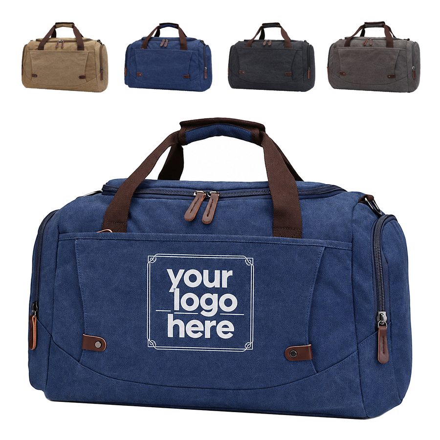 Textured Canvas Travel Duffel Bag