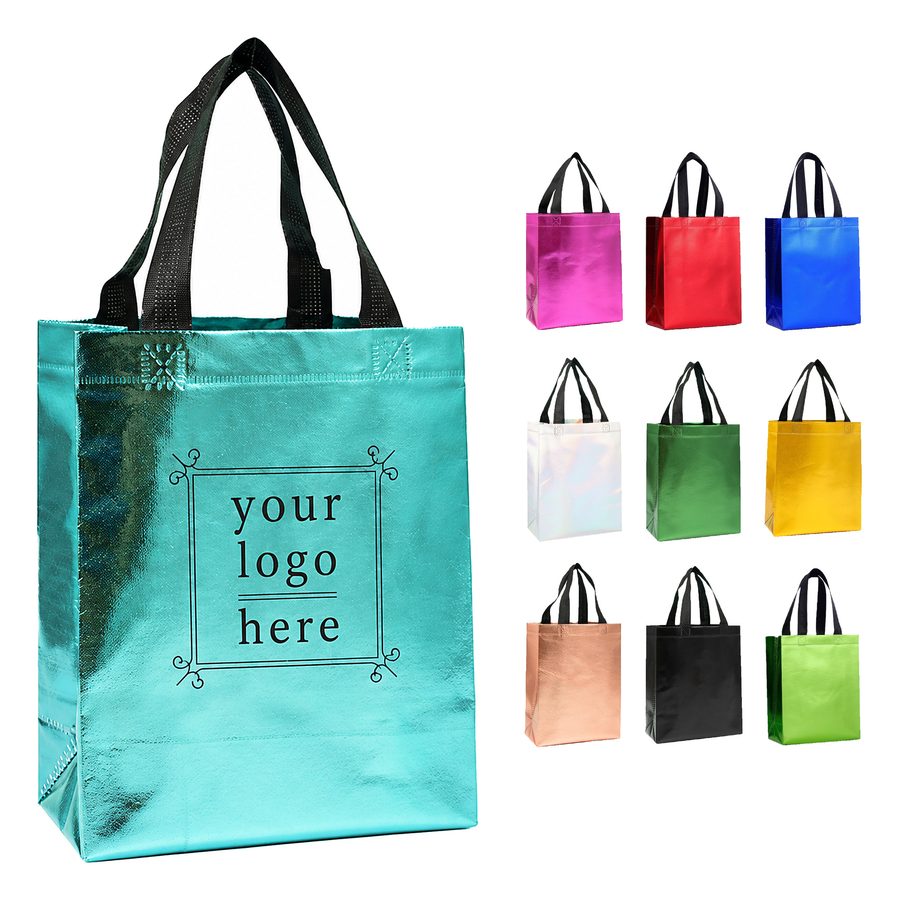 Metallic-Finish Nonwoven Shopping Tote Bag
