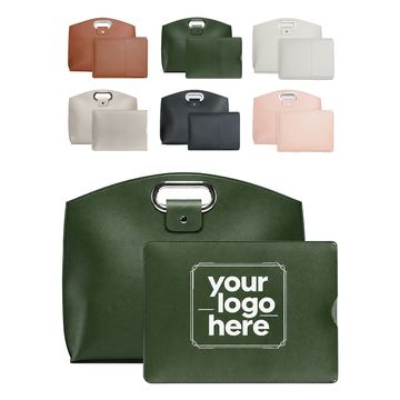 Women’s Leather Laptop Tote With Accessory Pouch