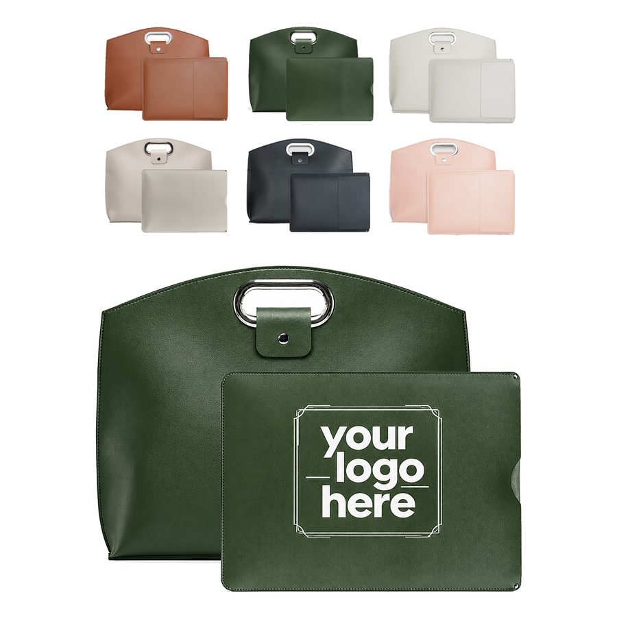 Women’s Leather Laptop Tote With Accessory Pouch