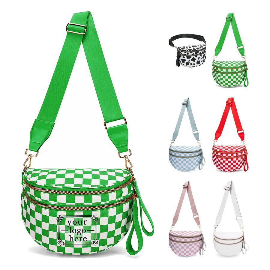 Shell-Shaped Oxford Fabric Crossbody Bag