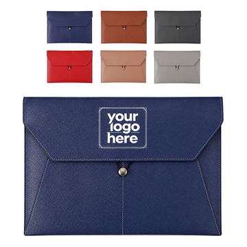 Grain-Textured Document Folder With Zippered Pocket