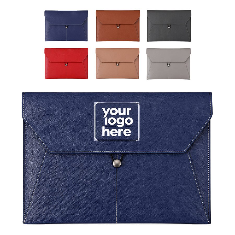 Grain-Textured Document Folder With Zippered Pocket