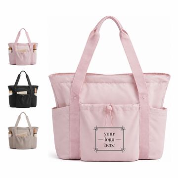 Foldable Polyester Tote Bag With Drawstring Storage Bag