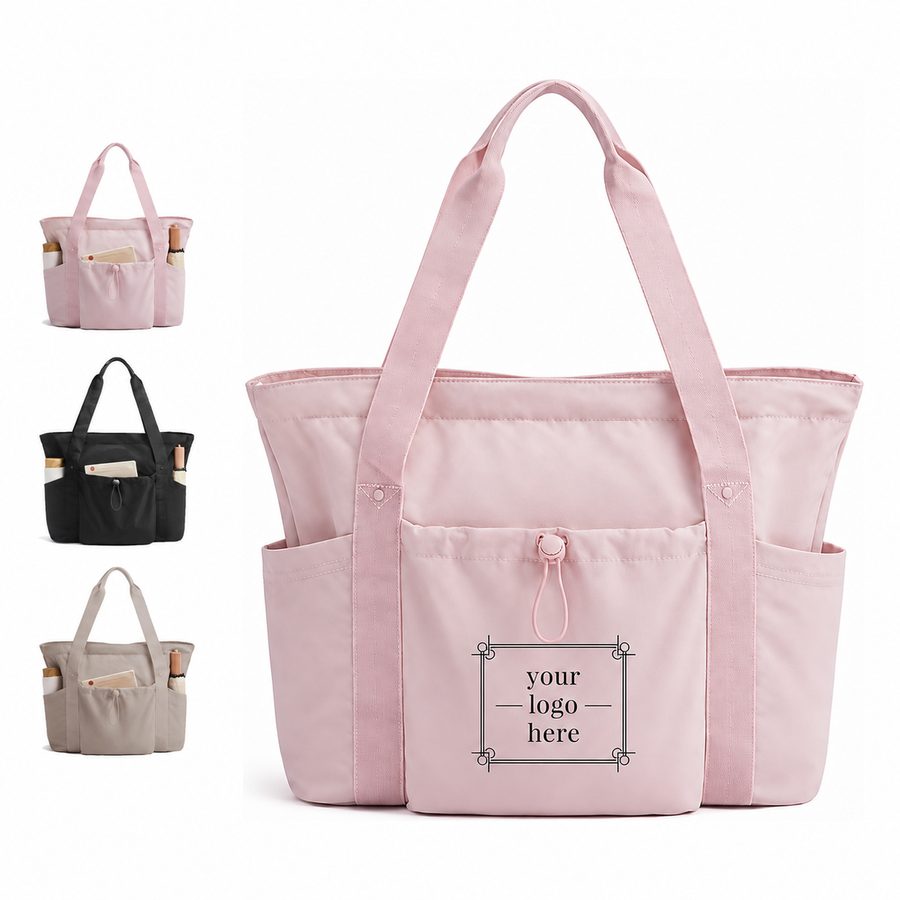 Foldable Polyester Tote Bag With Drawstring Storage Bag