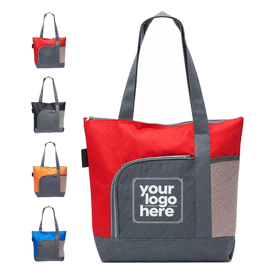 Two-Tone Polyester Tote With Canvas Straps