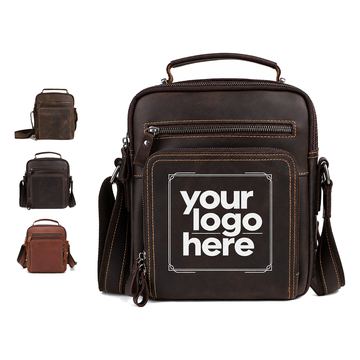 Cowhide Messenger Bag With Five Compartments
