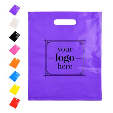 Recyclable Plastic Shopping Bag With Reinforced Die-Cut Handles