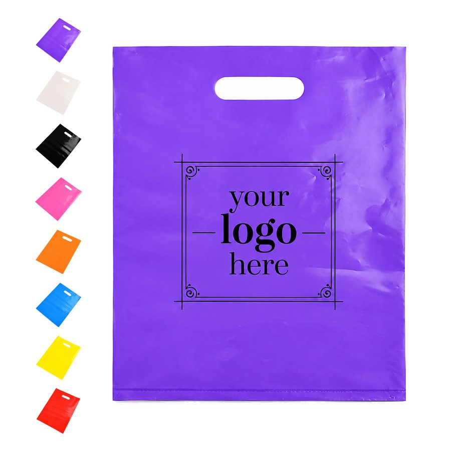 Recyclable Plastic Shopping Bag With Reinforced Die-Cut Handles