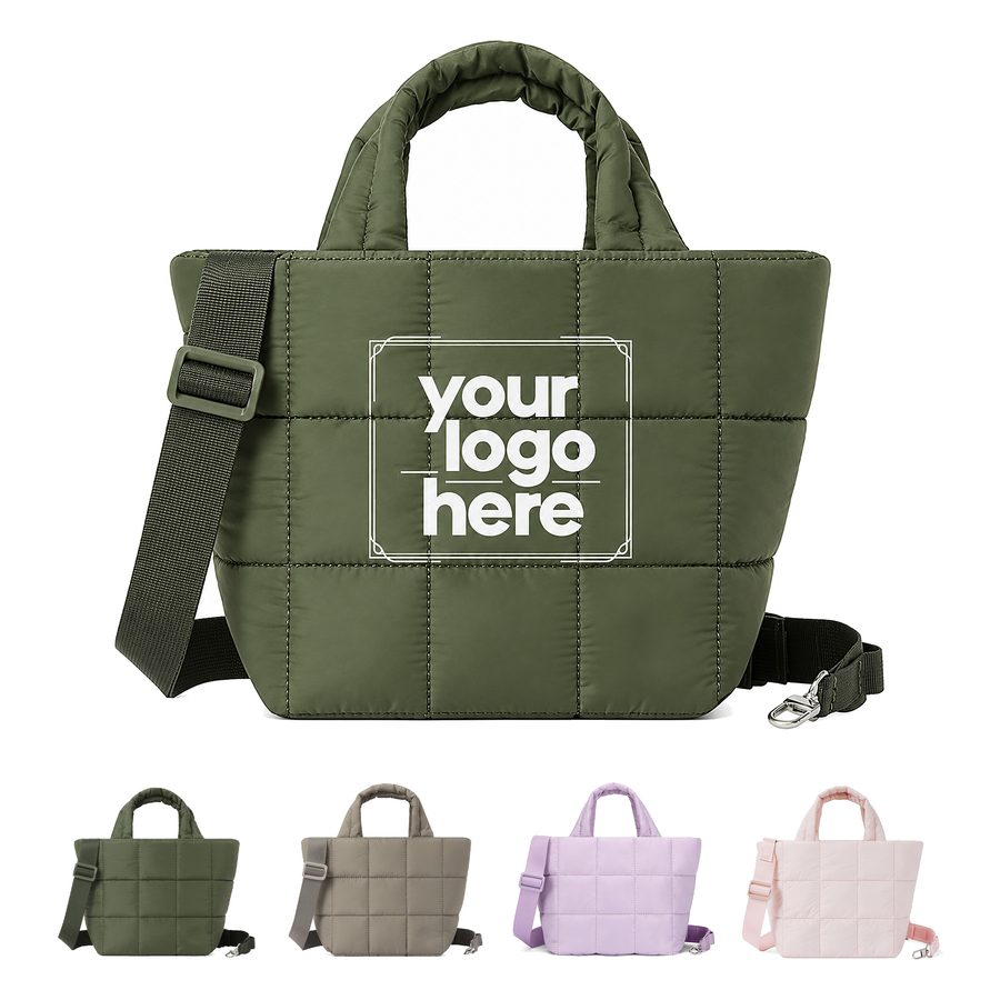Quilted Nylon Tote And Crossbody Bag