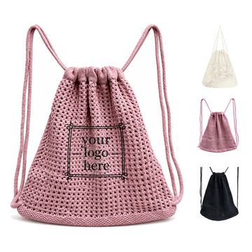 Solid-Color Polyester Knit Shoulder Bag
