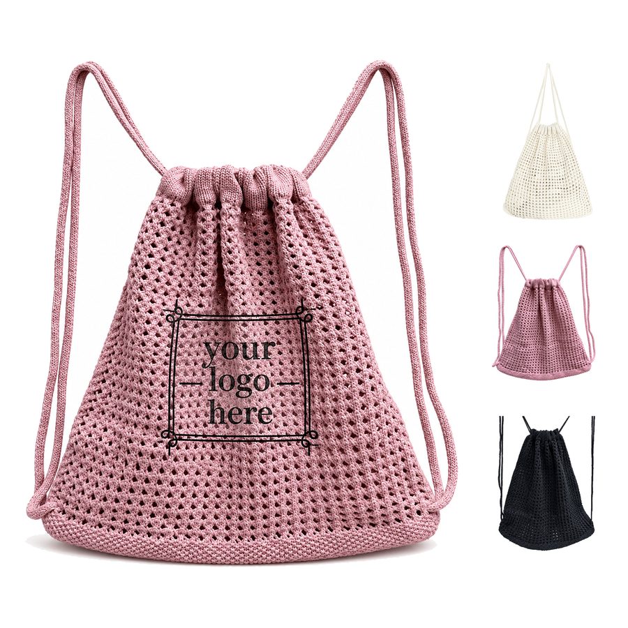 Solid-Color Polyester Knit Shoulder Bag