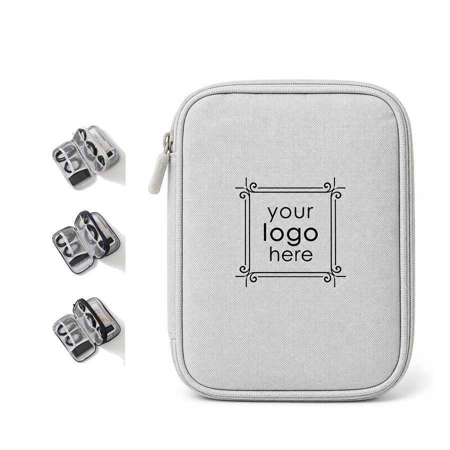 Two-Compartment Travel Cable Organizer Bag