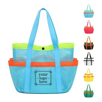 Polyester Mesh Beach Tote With Seven Storage Compartments